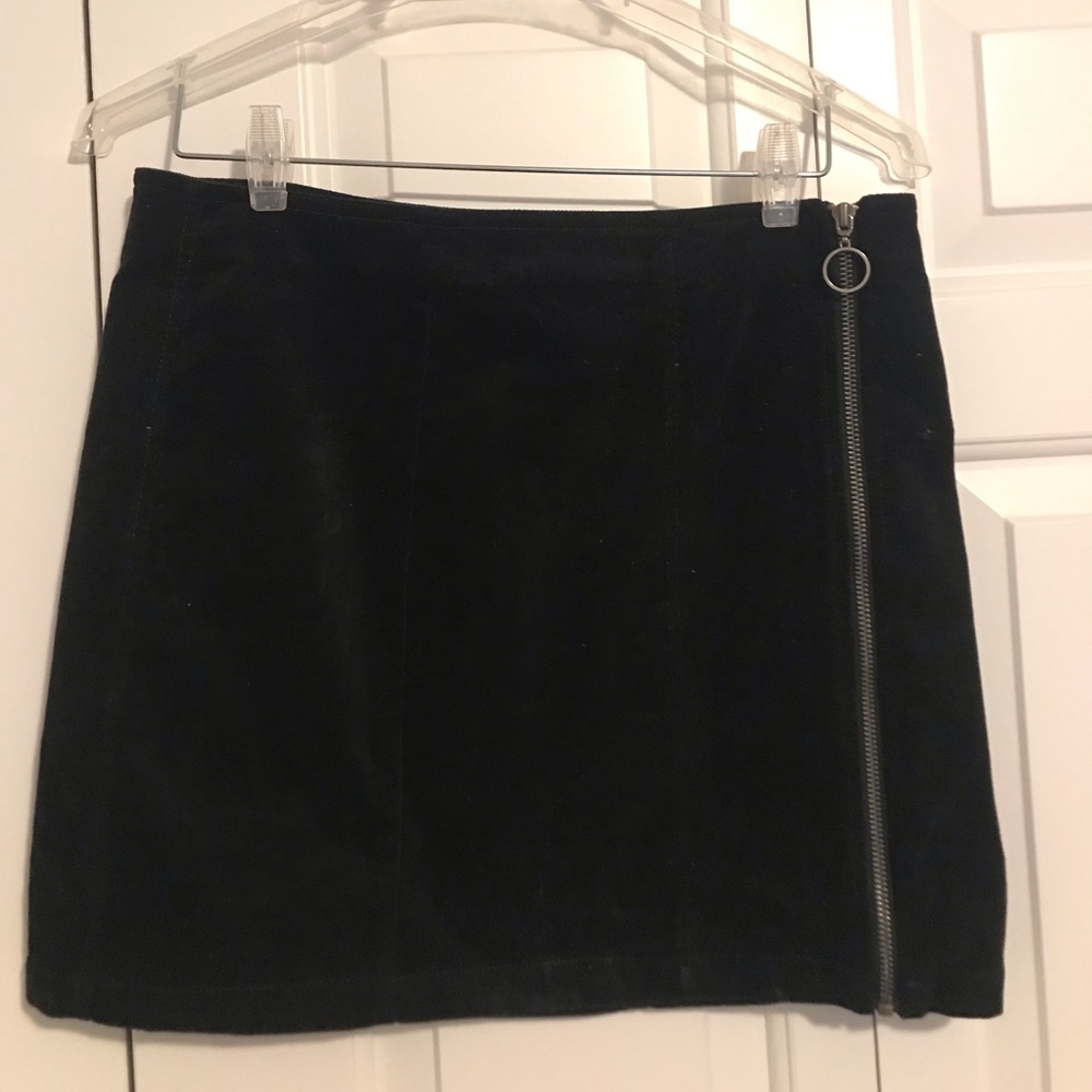 Black velvet mini skirt